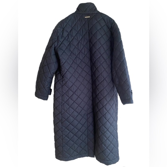 Rebecca Minkoff Double Breasted Quilted Long Navy Duster Coat Womens Medium - Picture 3 of 6